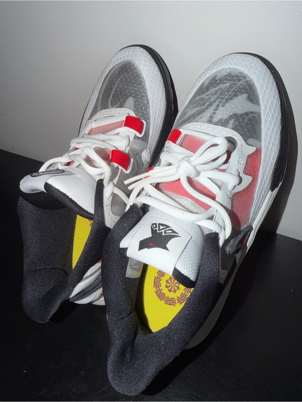 Nike Kids White and Black Sneakers with Red Accents